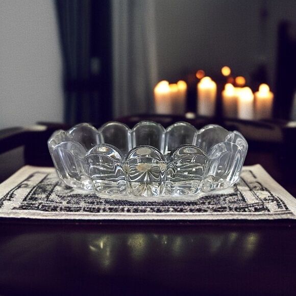 Open Glass Salt Cellar Oval Starburst Antique Clear Oblong Victorian Art Deco. - Picture 13 of 16